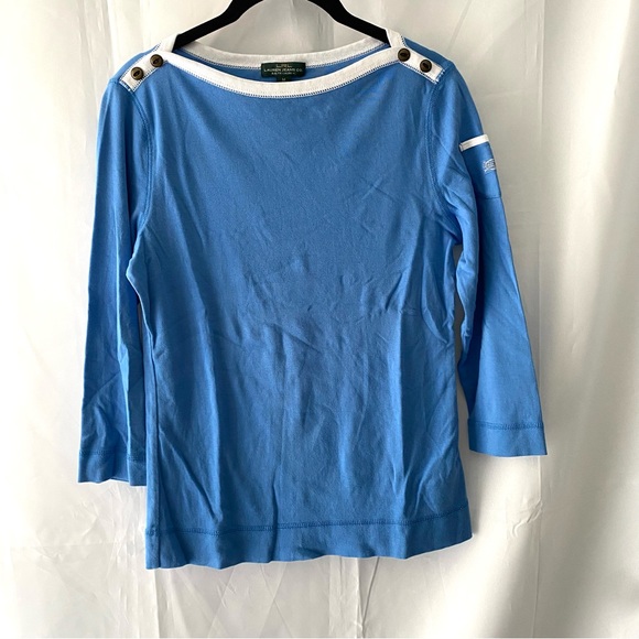 LRL Lauren Jean co blue knit top. SZ M. NWOT - Picture 2 of 9